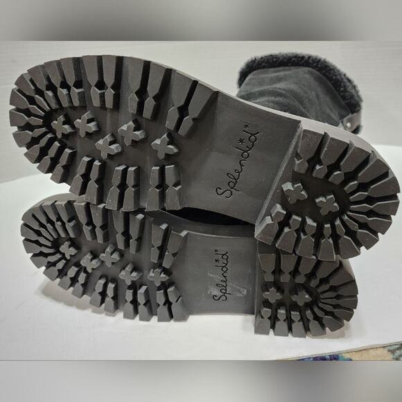 Splendid Antonia Sherpa trimmed black suede and leather boots Women's size 7 new - Picture 10 of 12